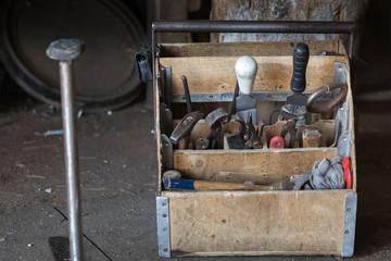 Working box with the blacksmith's tools