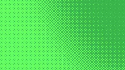 Green pop art background with dots design, abstract vector illustration in retro comics style