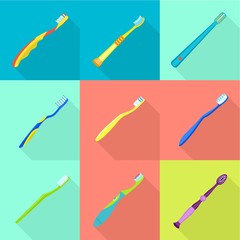 Poster - modern toothbrush icon set. flat set of 9 modern toothbrush vector icons for web design isolated on 