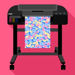 Poster - Color plotter icon. Flat illustration of color plotter vector icon for web design