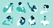In Each Window, People Are Communicating. Design Vector Illustration, Flat Style