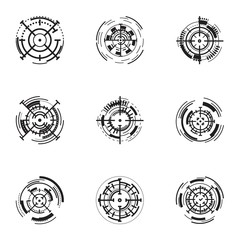 Poster - Crosshair icon set. Simple set of 9 crosshair vector icons for web design isolated on white background
