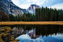 Half Dome Reflection In Yosemite By Skip Weeks