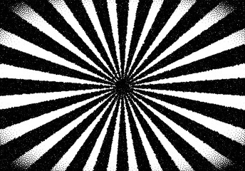 Wall Mural - Abstract sun rays with dotwork retro or tattoo style