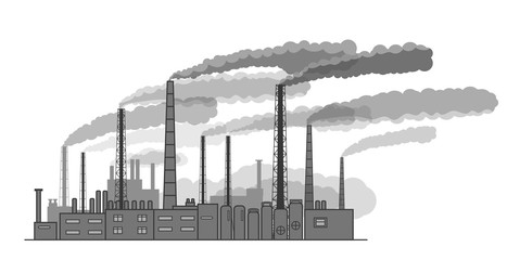 Wall Mural -  drawing silhouette of industrial factory