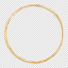Wall Mural - golden round frame isolated on transparent background