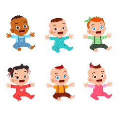 happy cute baby set bundle vector