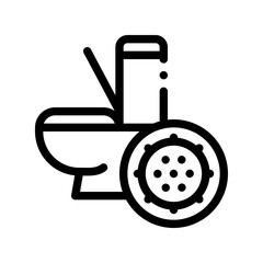 Poster - Bacteria Germ And Toilet Bowl Vector Sign Icon Thin Line. Infection Micro Organism From Flush Toilet Linear Pictogram. Microbe Type Virus Biology Microorganism Contour Monochrome Illustration