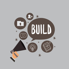 Poster - Text sign showing Build. Conceptual photo Construct something by putting material together over a period of time.
