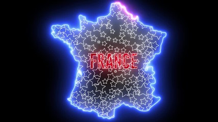 Wall Mural - France map with neon light. Creative outline of French country