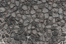 Black Color Cobblestone Texture, Background, Top View