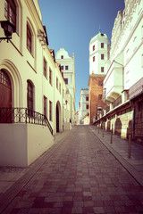 Wall Mural - Szczecin.  A street of the Old Town leading to the Pomeranian Dukes' Castle