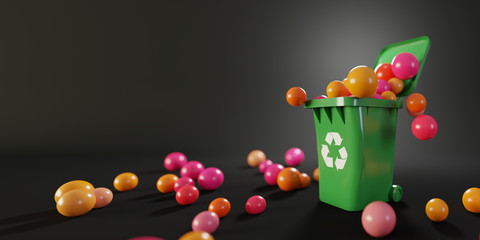  Plastic waste and recycle problem concept, original 3d rendering