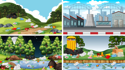 Wall Mural - Set of polluted scenes