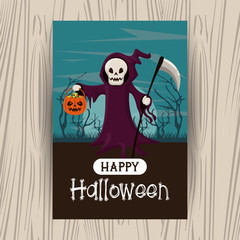 Canvas Print - Happy halloween season card with cartoons