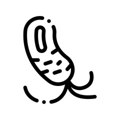 Poster - Microscopic Bacterium With Tails Vector Sign Icon Thin Line. Medicine Biohazard Bacterium Linear Pictogram. Microbe Type Infection Biology Microorganism Contour Monochrome Illustration