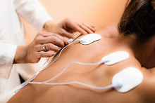 Upper Back Physical Therapy With TENS Electrode Pads, Transcutaneous Electrical Nerve Stimulation