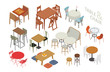 © MINIWIDE - chair and table. Set of isometric furniture in various styles. flat design style minimal vector illustration.