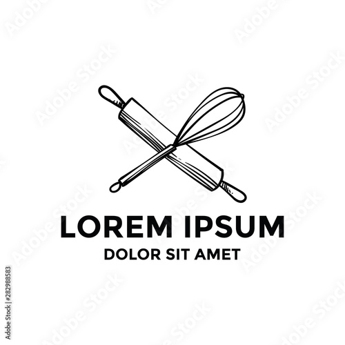 Fotomural Cross whisk and rolling pin