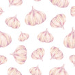 Garlic background illustrations in digital painting style. Organic Farm.