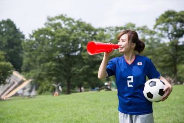 Poster - サッカーファンの女性