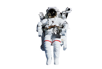 Wall Mural - the astronaut in a space suit, in an outer space, without insurance, isolated on a white background.