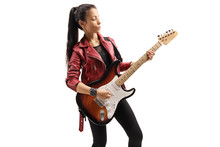 Rock Girl Playing A Guitar