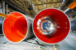 Modern premium coated pipe for gas or oil pipeline construction, inside view