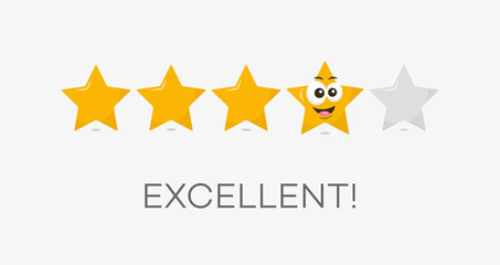 Poster - Four stars excellent rating symbol. Funny illustration - easy to use for your website or presentation.