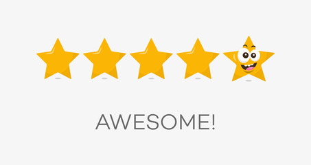 Poster - Five stars awesome rating symbol. Funny illustration - easy to use for your website or presentation.