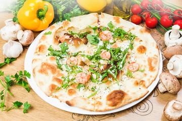 Wall Mural - Aromatic pizza with vegetables. Poster for Restaurants or pizzerias