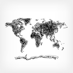 drawing world map white background