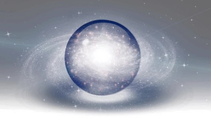 spinning galaxy and crystal ball