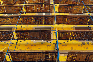 Scaffolding on the wall of a building