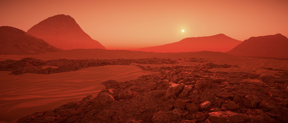 Wall Mural - a great day on mars (3d rendering)