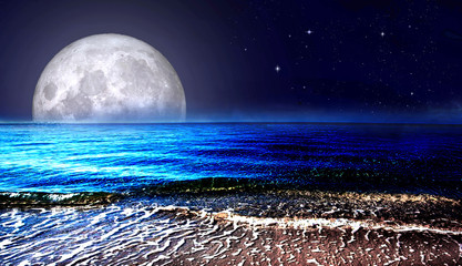 full moon over the sea