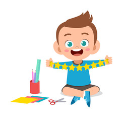 Wall Mural - kid cut paper craft vector