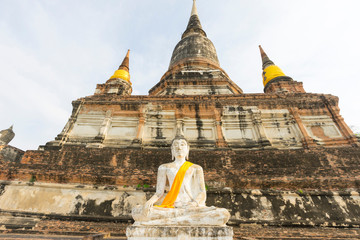 Wall Mural - Ruin Pagoda of Wat Yai Chaimongkol in Ayutthaya ,Thailand.