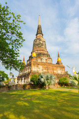 Wall Mural - Ruin Pagoda of Wat Yai Chaimongkol in Ayutthaya ,Thailand.