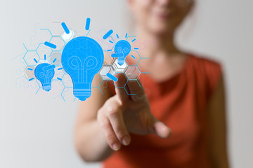  touching light bulbs, new ideas with innovative technology and creativity.