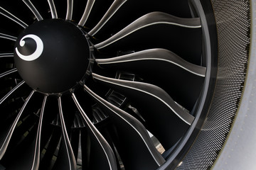 Airbus A320 NEO engine. Modern aircraft. CFM Leap-1A engine. Airplane engine. Aircraft engine blades.