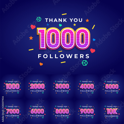Fotomural Thank you followers congratulation card
