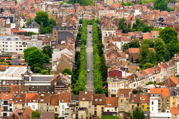 cityscape of brussels from the rooftop of the atomium (belgium, europe)