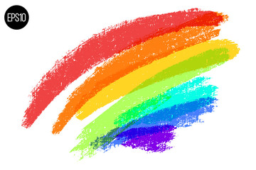 Poster - Artistic backdrop. Vector with brush strokes. Brush paint look background with colorful hand painted stains. Rainbow colors backdrop.