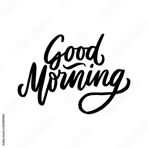 Fotomural Hand drawn lettering phrase good morning for print, photo overlay, decor