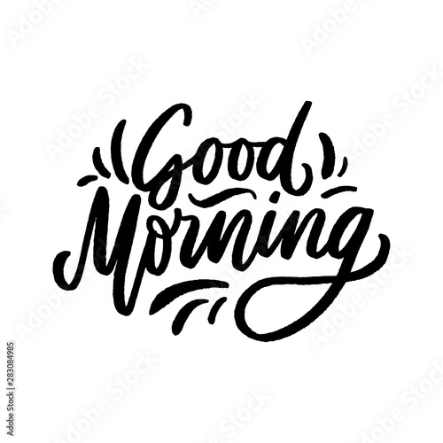 Cuadros en Lienzo Hand drawn lettering phrase good morning for print, photo overlay, decor