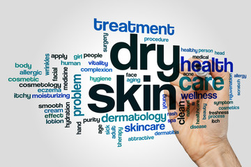 Poster - Dry skin word cloud concept on grey background