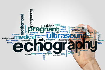 Poster - Echography word cloud concept on grey background