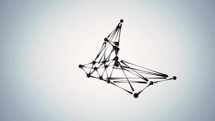 Poster - Futuristic black plastic shiny shape in studio. Abstract sc-fi concept. 3D render loop animation. 4K, Ultra HD resolution