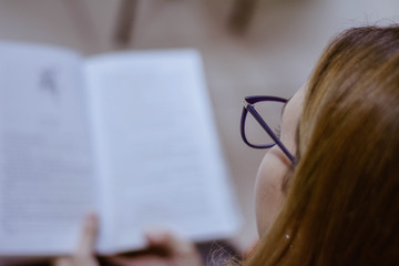 woman reading a book